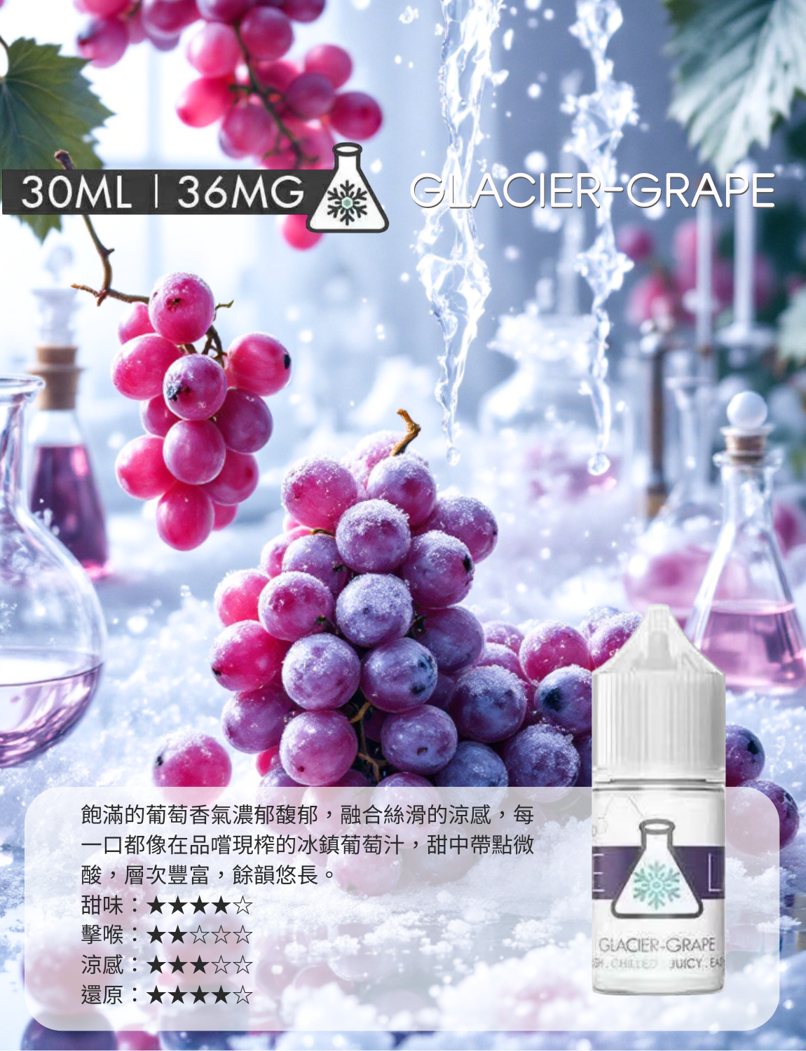 原裝正品 買5送1免運 冰凍實驗室  冰涼系列 30ML 36MG  電子煙油 煙油 小煙油