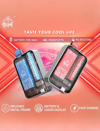 HEBAT 喜貝10000口一次性電子煙| 拋棄式 | 可重複充電 | 正品現貨供應